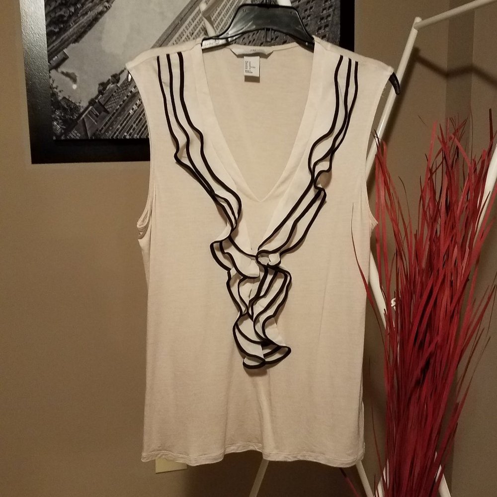 H & M Blush Tank with Chiffon Ruffles